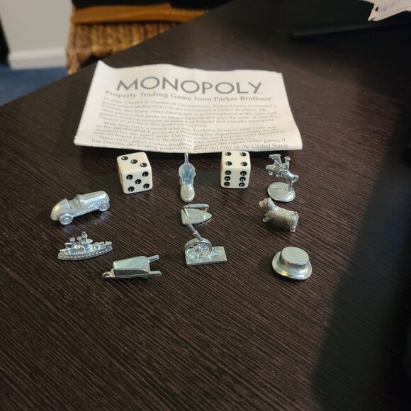 1999 Monopoly Game Lot of 9 Replacement Token Pieces Two Dice & Instruction Book - Picture 2 of 8